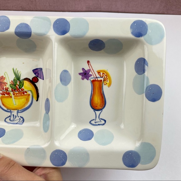 Nantucket Home 3 Section Serving Dish Tray Cocktail Summer Theme Home - Picture 5 of 6